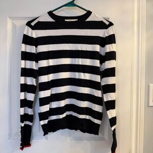 Black and White Striped Men's Sweater
